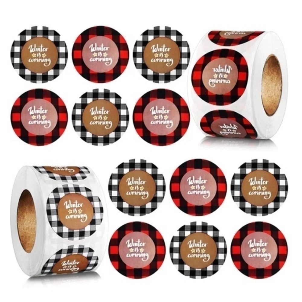 1,000 Plaid Stickers, 1.5” each, Winter, Holiday, Year-Round, Preppy
